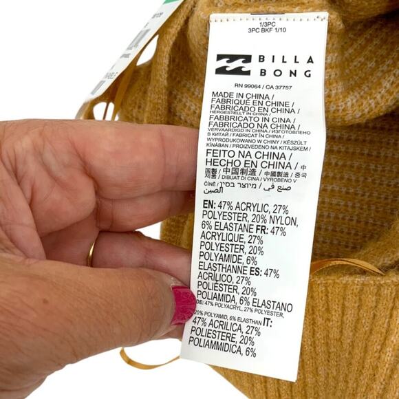 Billabong Crop Knit Cami Tan Size Large NWOT - Picture 7 of 9